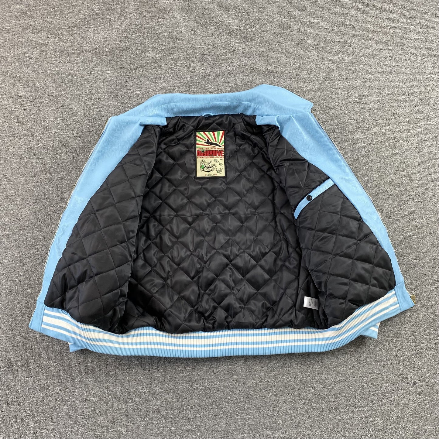 Corteiz Leather Da Skydive Jacket Blue