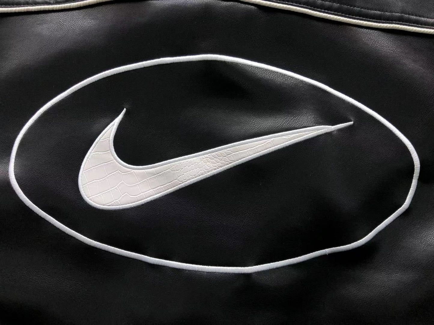Supreme Nike Leather Varsity Jacket Black
