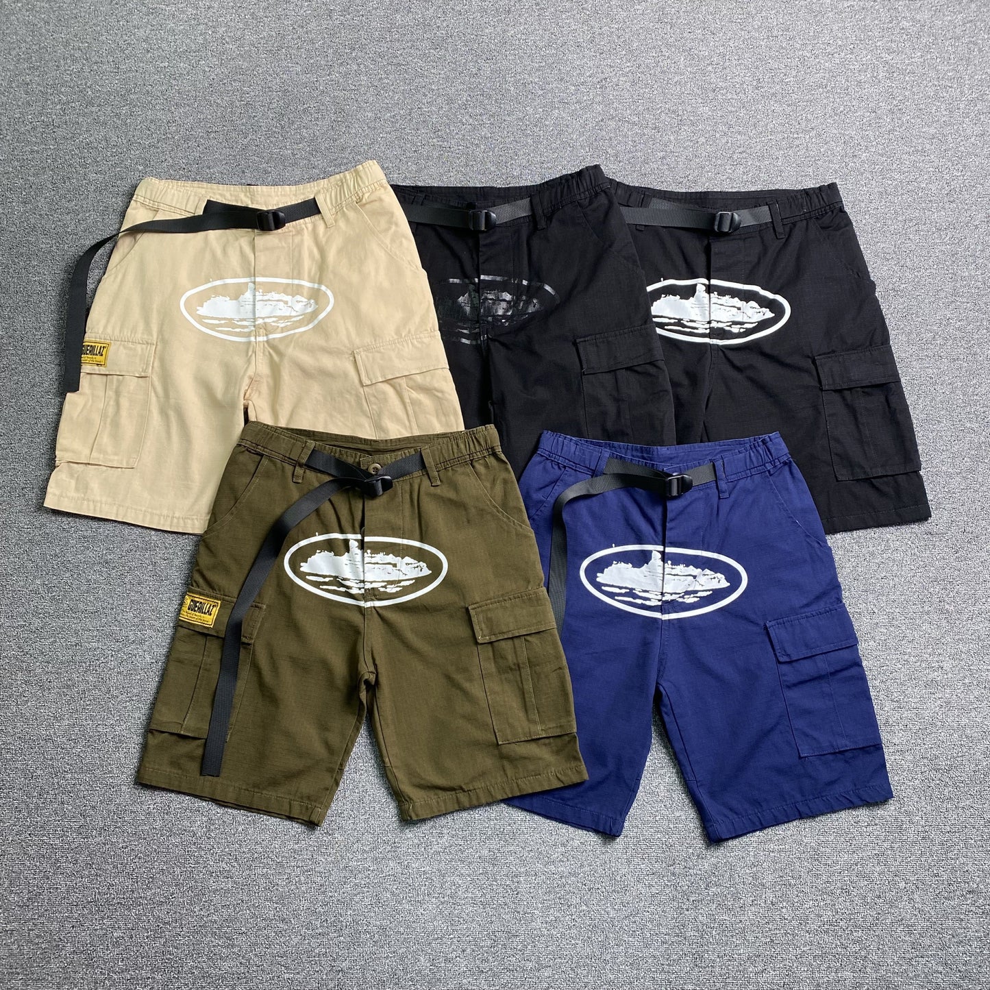 Corteiz Alcatraz Cargo Shorts Beige