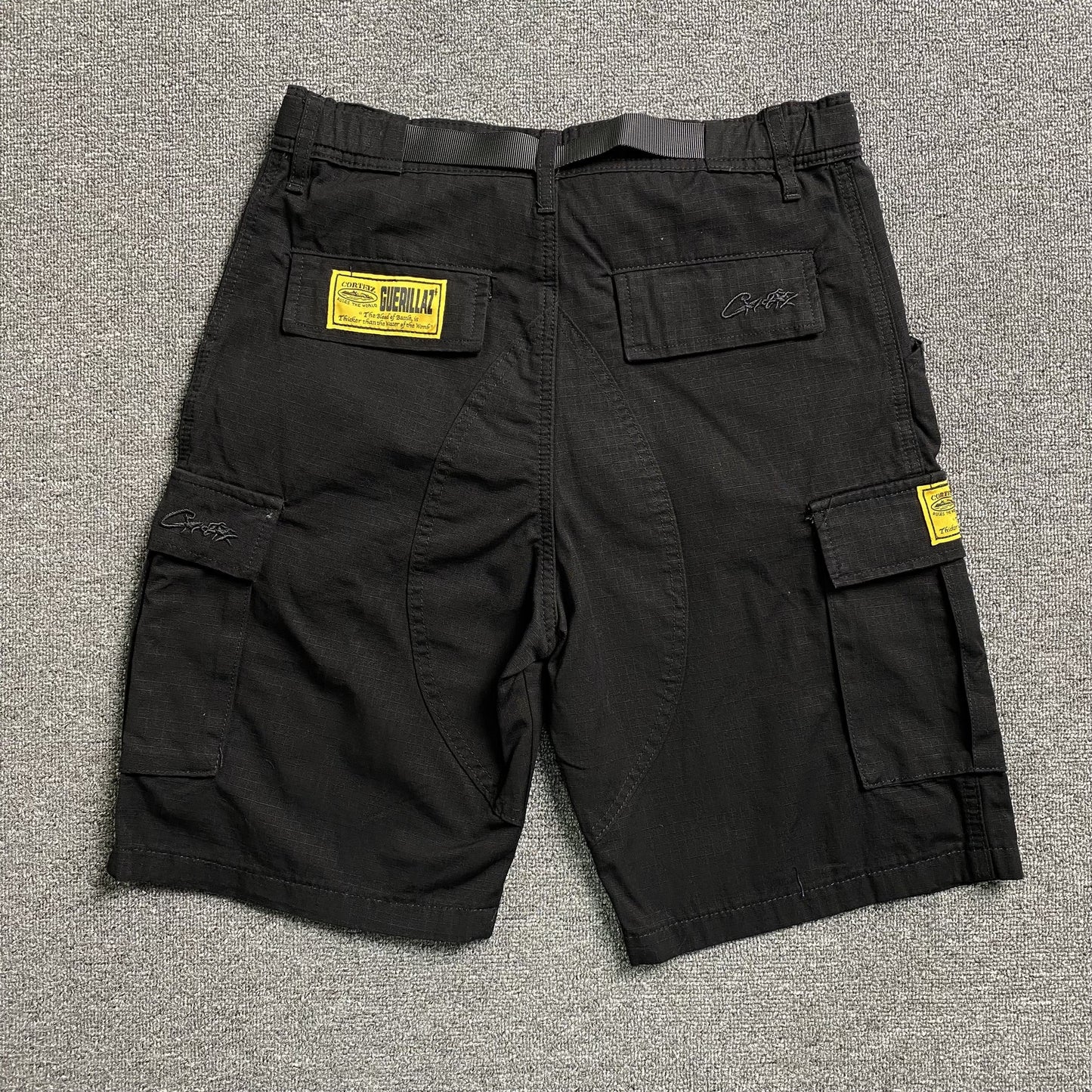 Corteiz Alcatraz Cargo Shorts Triple Black