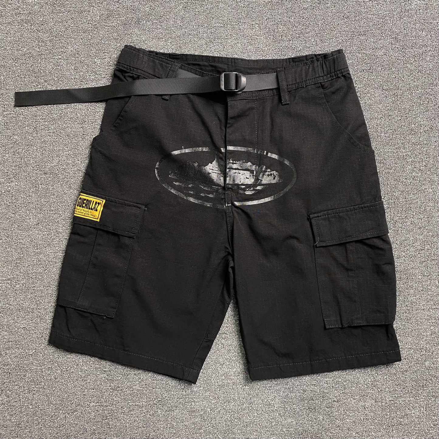 Corteiz Alcatraz Cargo Shorts Triple Black