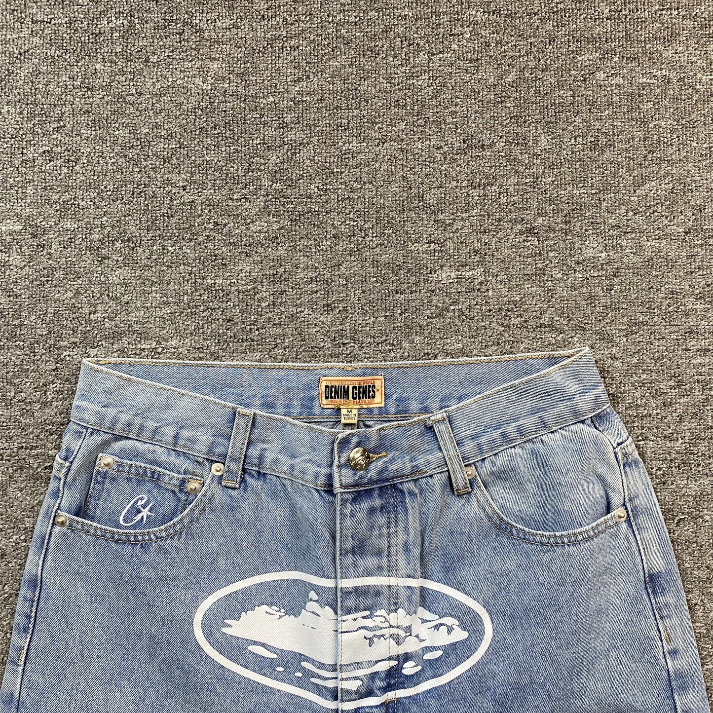 Corteiz Alcatraz Denim Shorts Blue