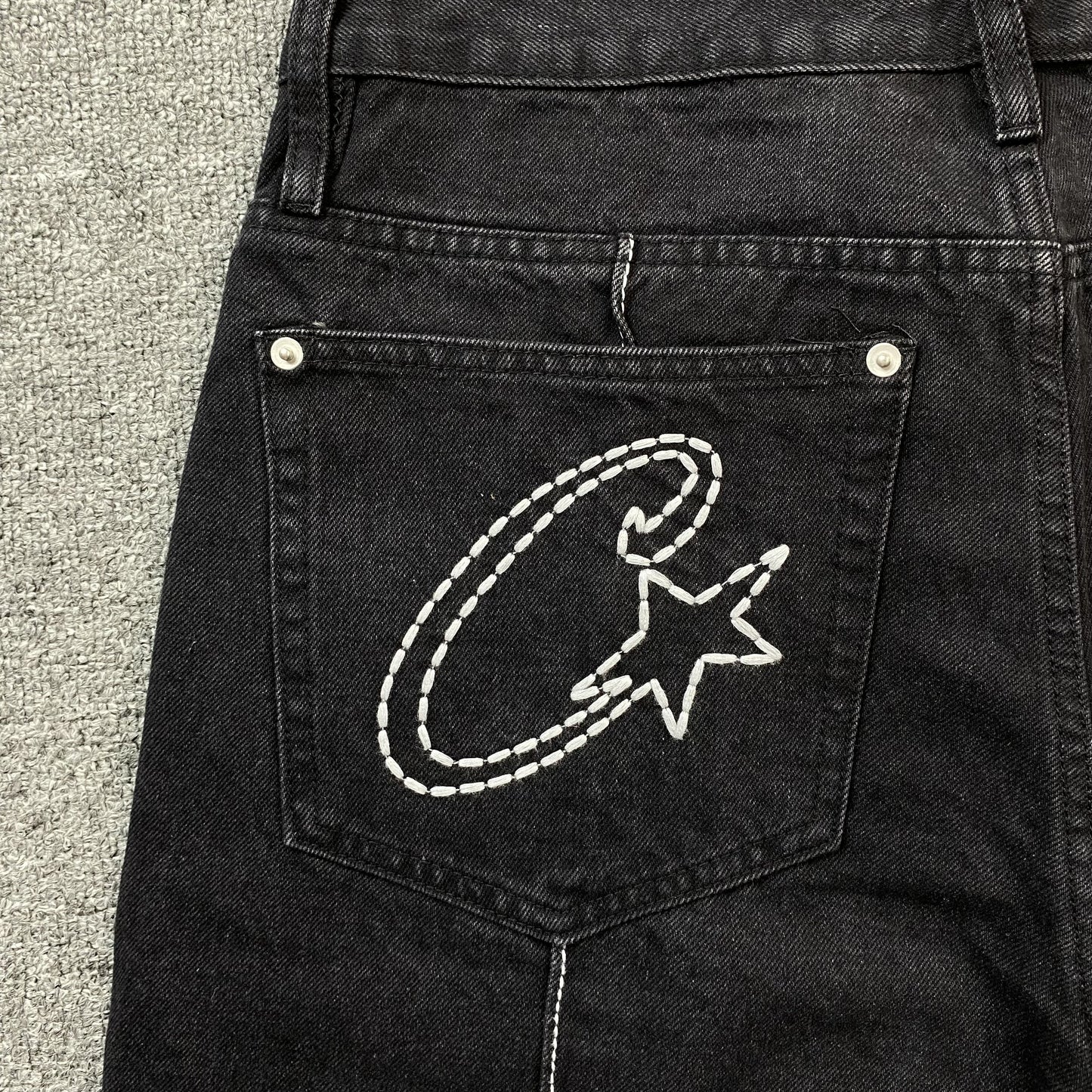 Corteiz C-Star Denim Shorts Black