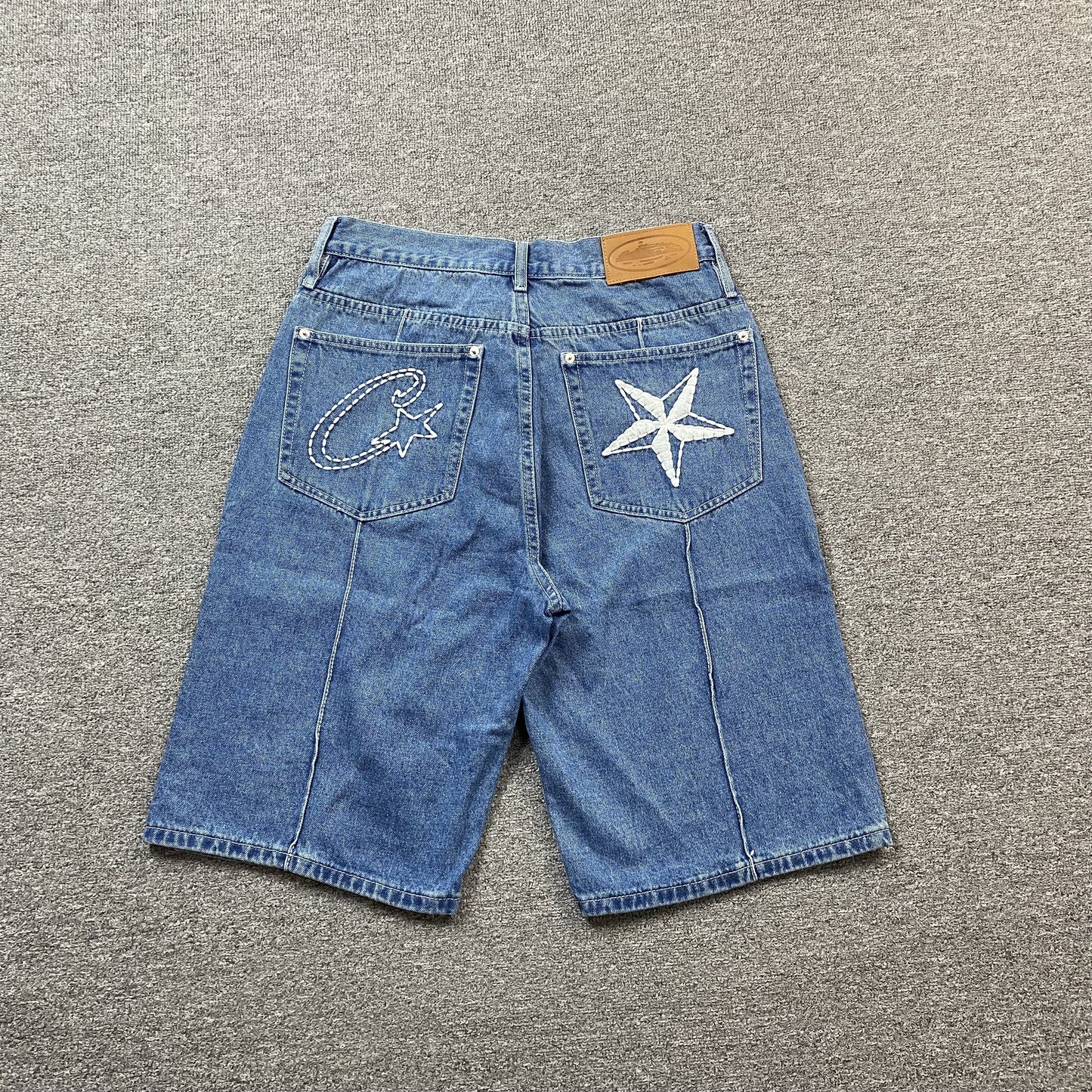 Corteiz C-Star Denim Shorts Blue