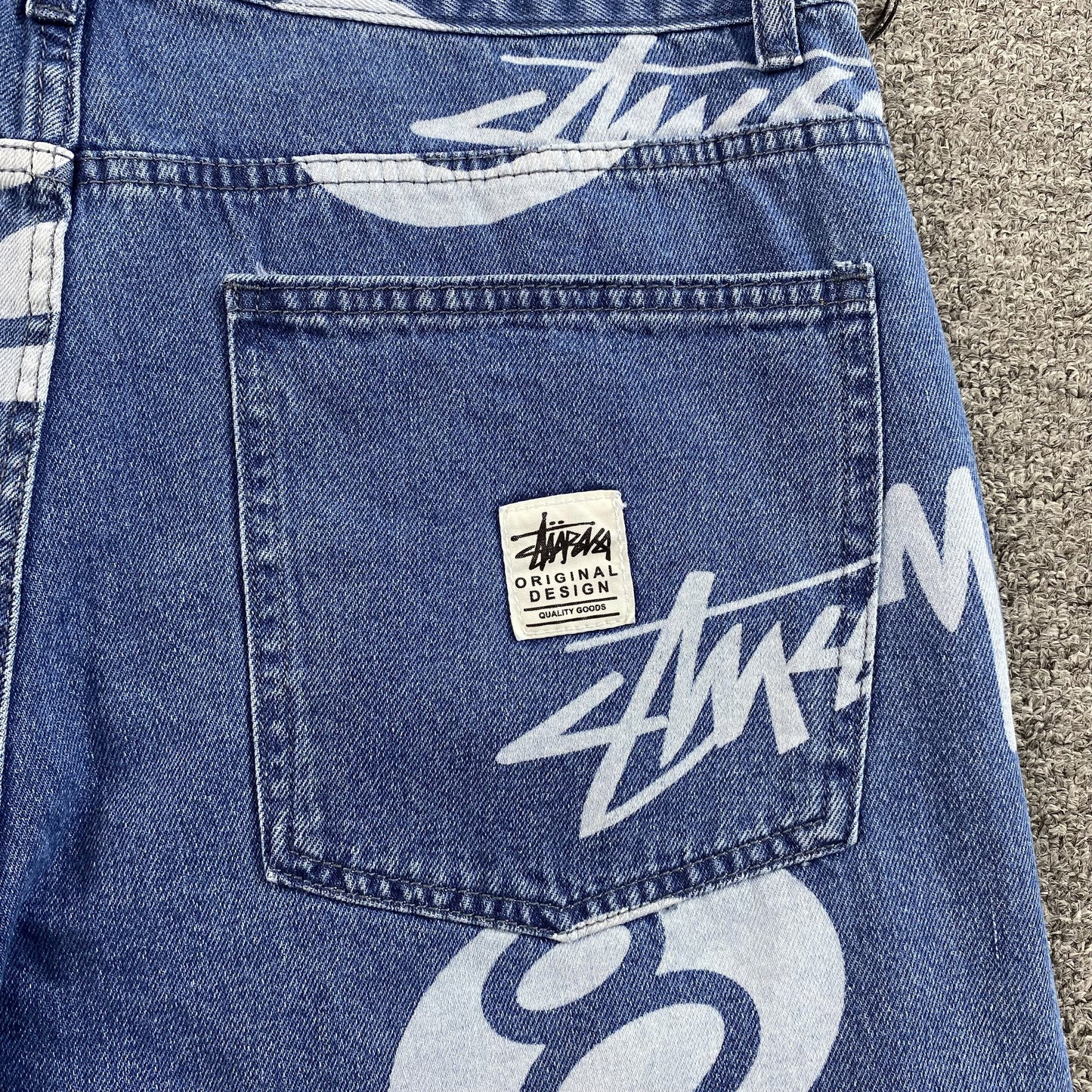 Stussy 8 Ball Denim Shorts Blue