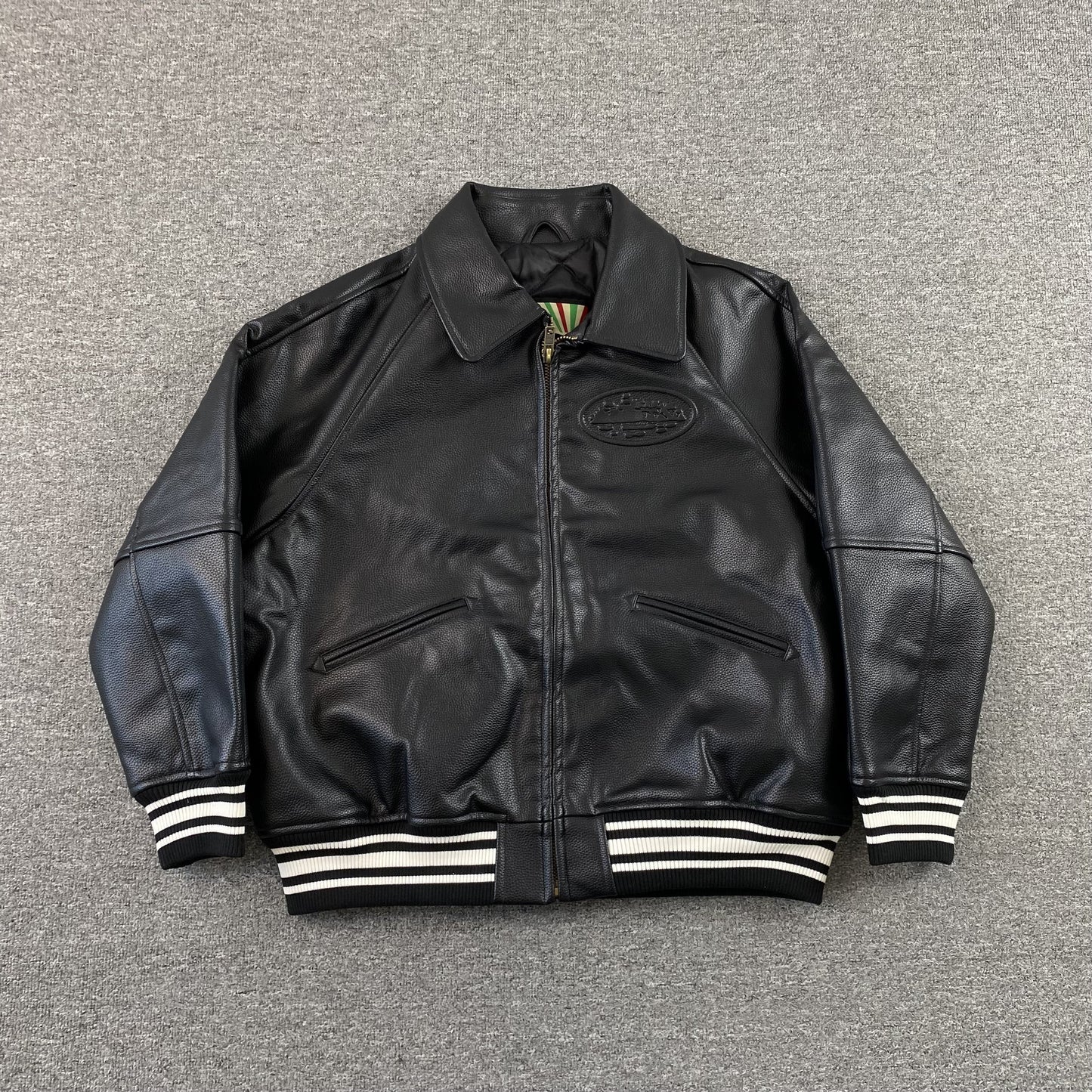 Corteiz Leather Da Skydive Jacket Black