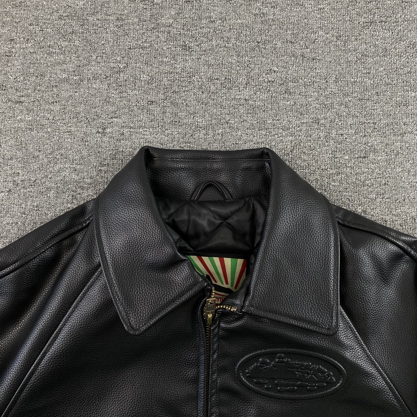 Corteiz Leather Da Skydive Jacket Black
