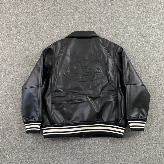 Corteiz Leather Da Skydive Jacket Black
