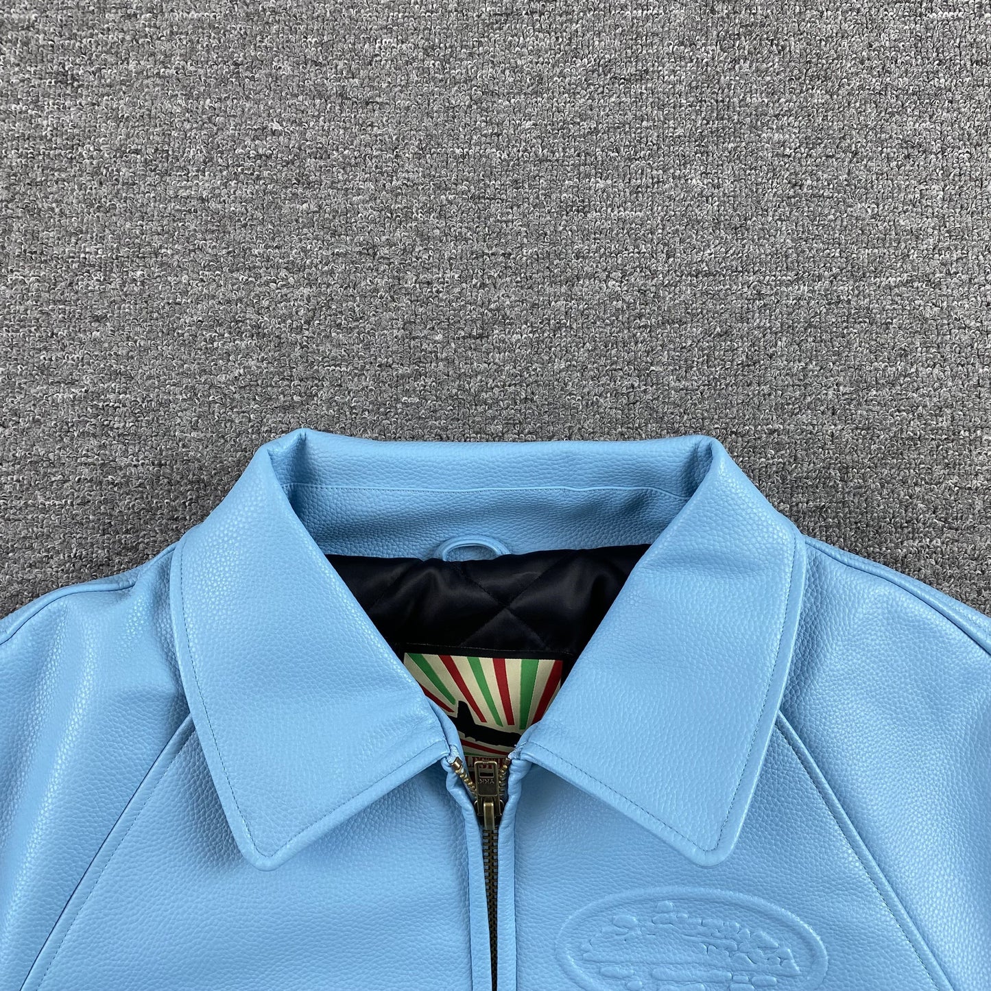 Corteiz Leather Da Skydive Jacket Blue