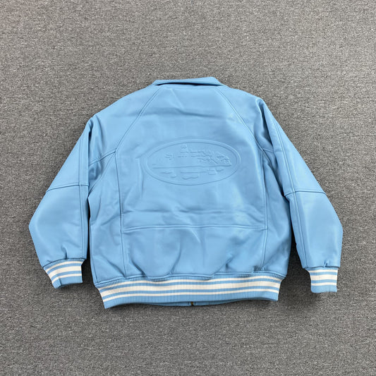 Corteiz Leather Da Skydive Jacket Blue