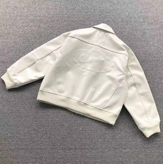 Supreme Nike Leather Varsity Jacket White