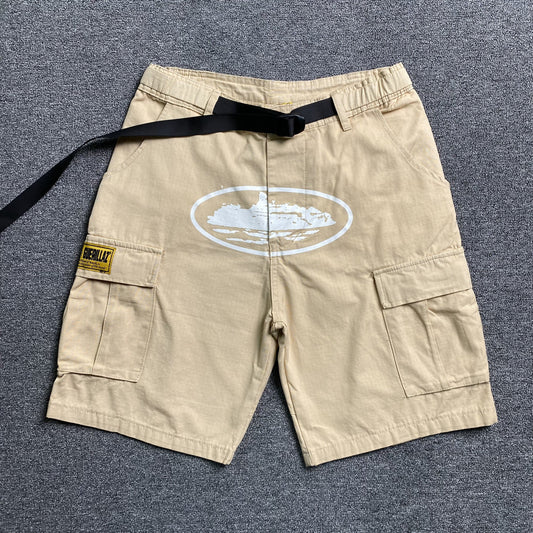 Corteiz Alcatraz Cargo Shorts Beige