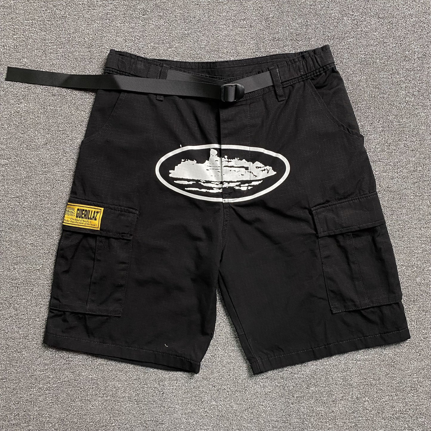 Corteiz Alcatraz Cargo Shorts Black