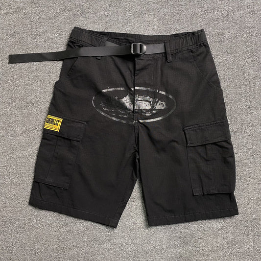 Corteiz Alcatraz Cargo Shorts Triple Black