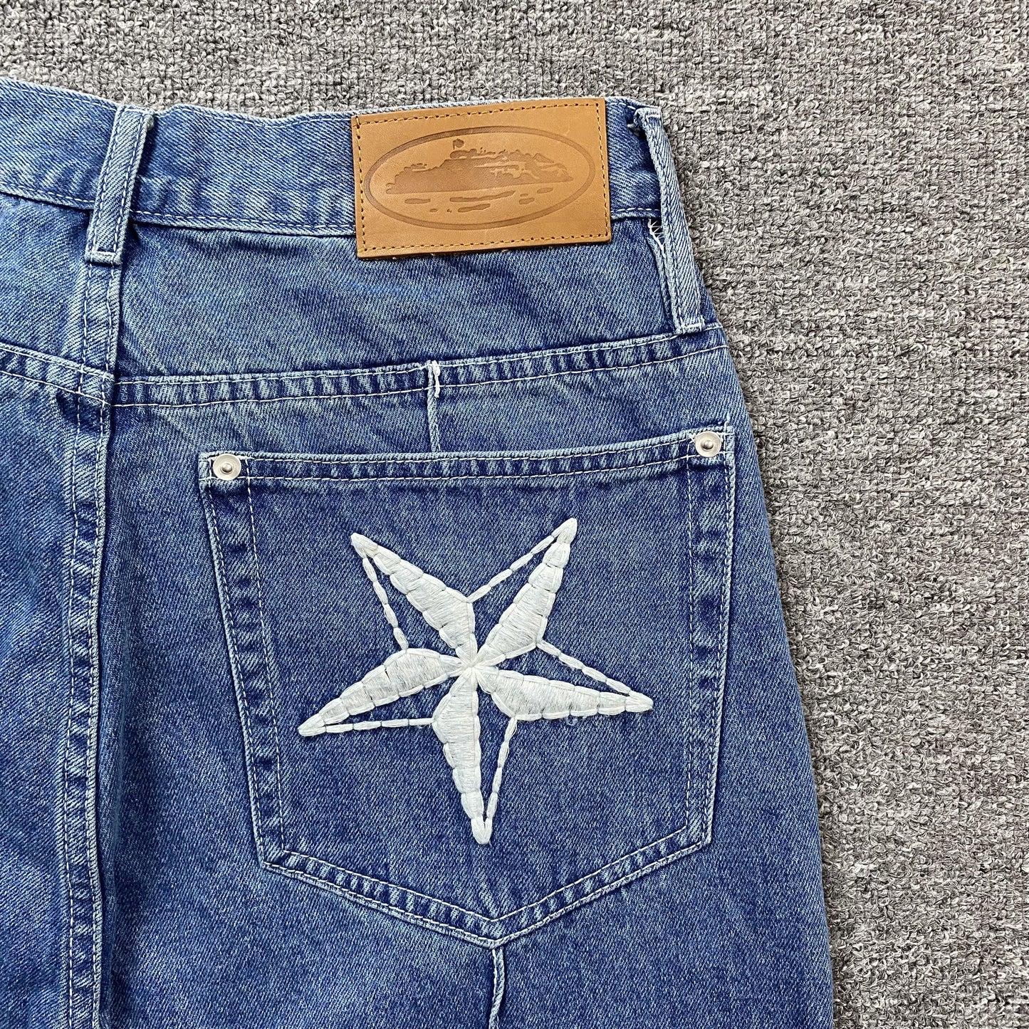 Corteiz C-Star Denim Shorts Blue