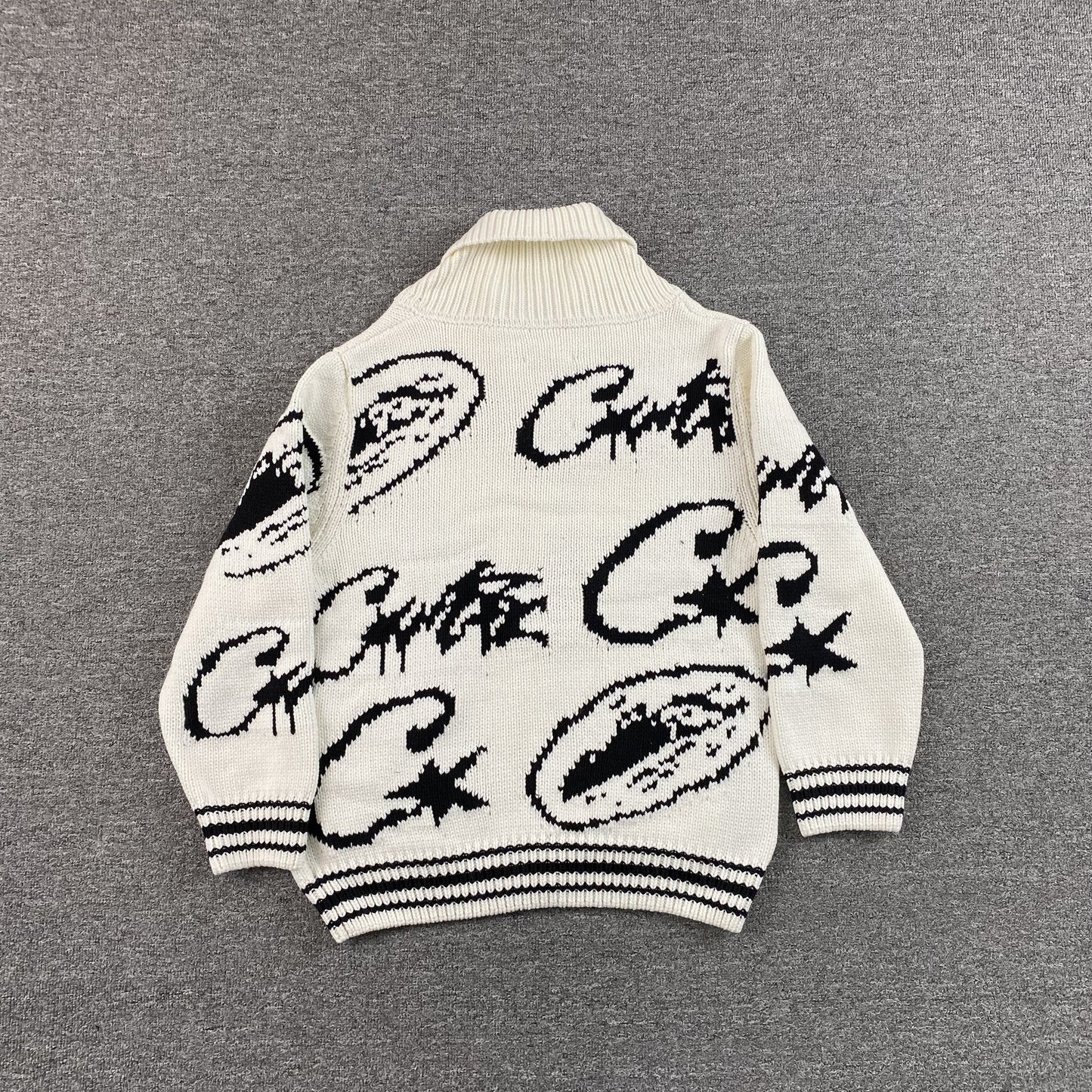 Corteiz VVS Jacquard Knit Zip White