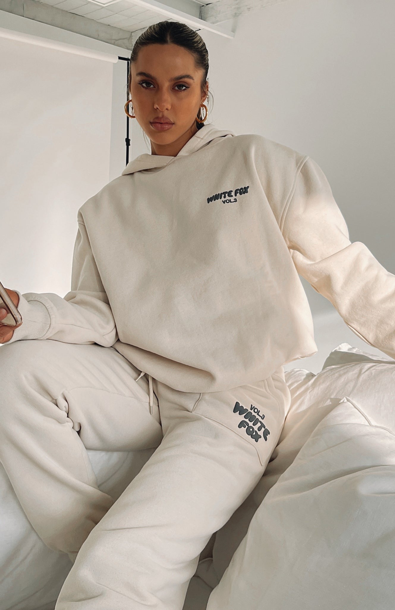White Fox Offstage Hoodie Pebble/Beige