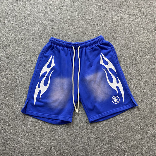 Hellstar Flame Shorts Blue
