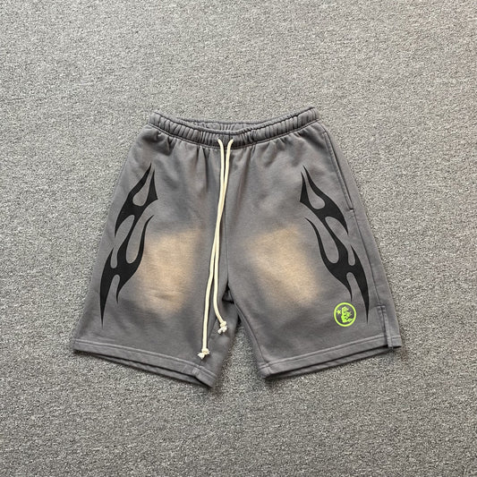 Hellstar Flame Shorts Grey