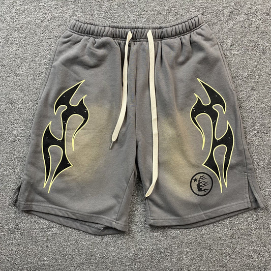 Hellstar Flame Shorts Grey