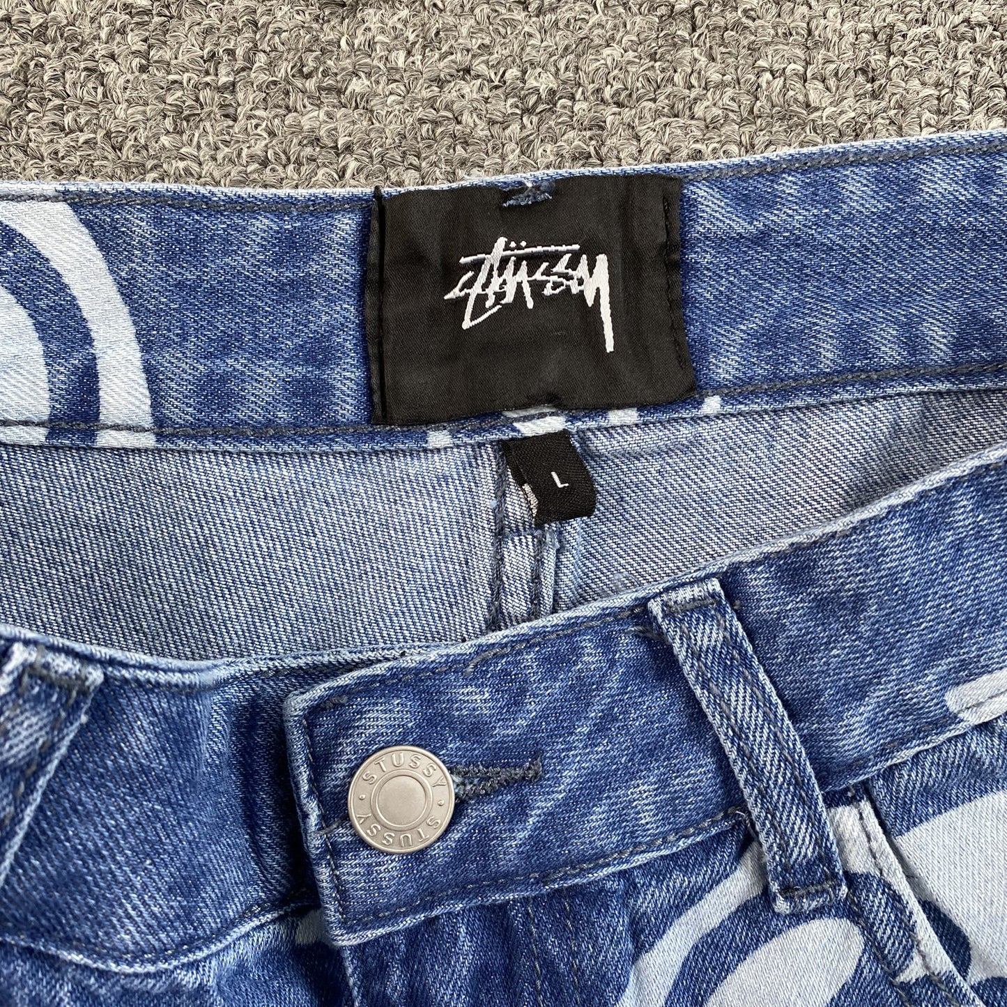 Stussy 8 Ball Denim Shorts Blue