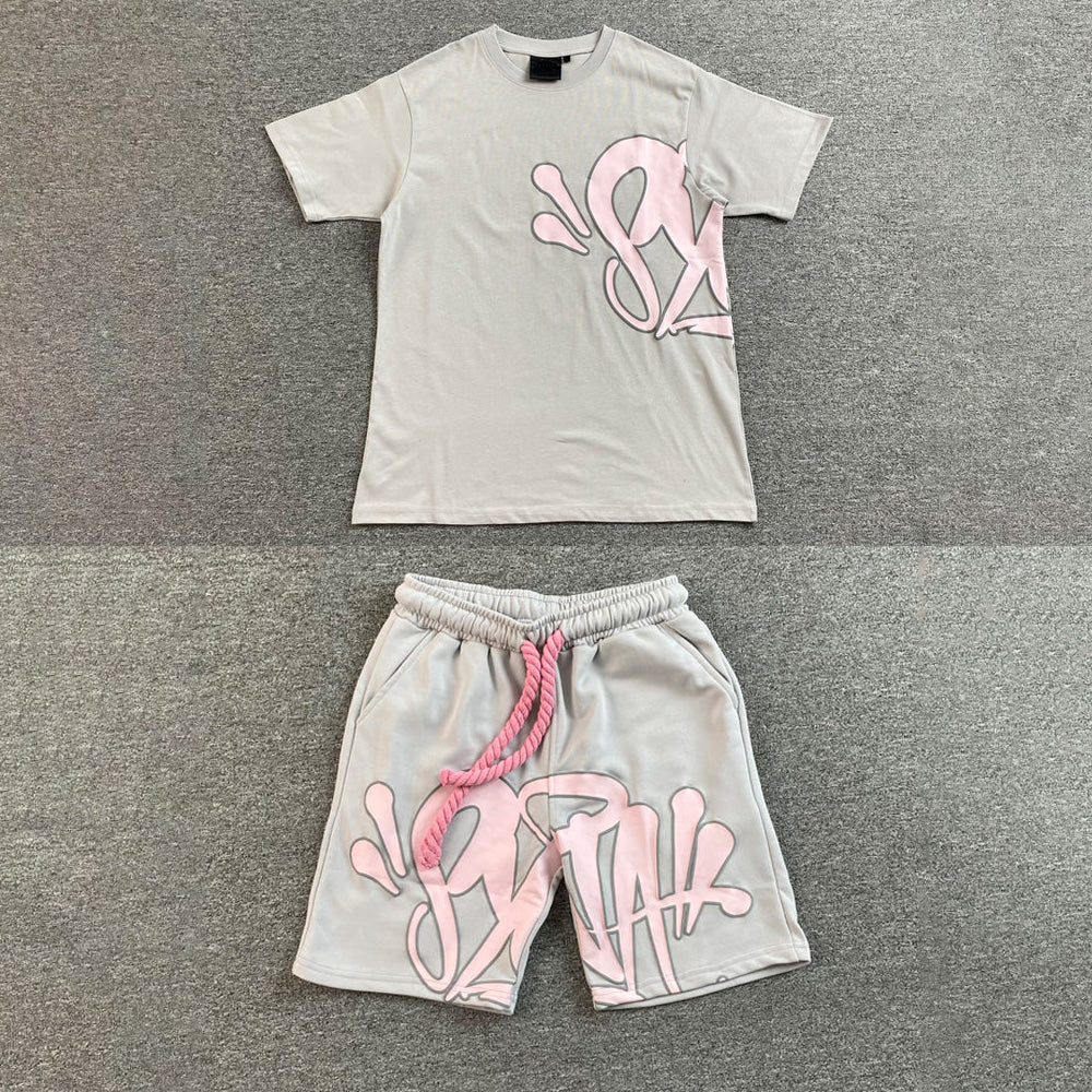 Syna World Syna Logo T-Shirt/Short Set Grey Pink