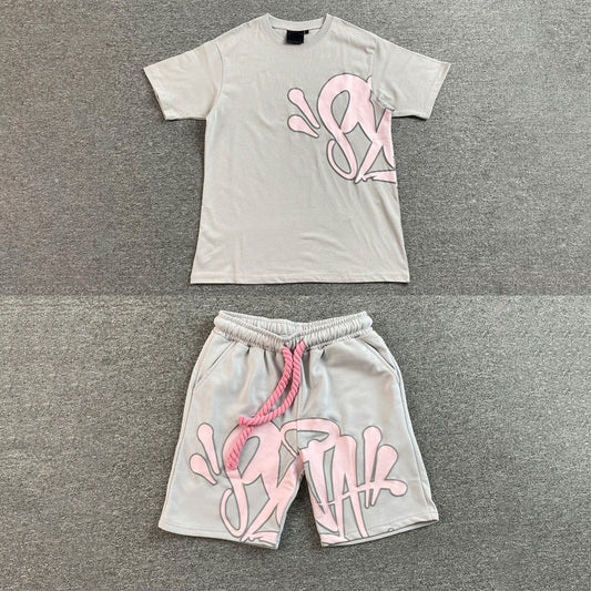 Syna World Syna Logo T-Shirt/Short Set Grey Pink
