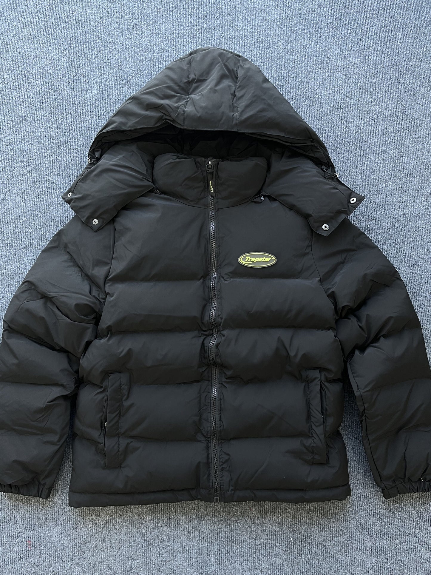 Trapstar Hyperdrive Detachable Hooded Puffer Jacket Black Lime